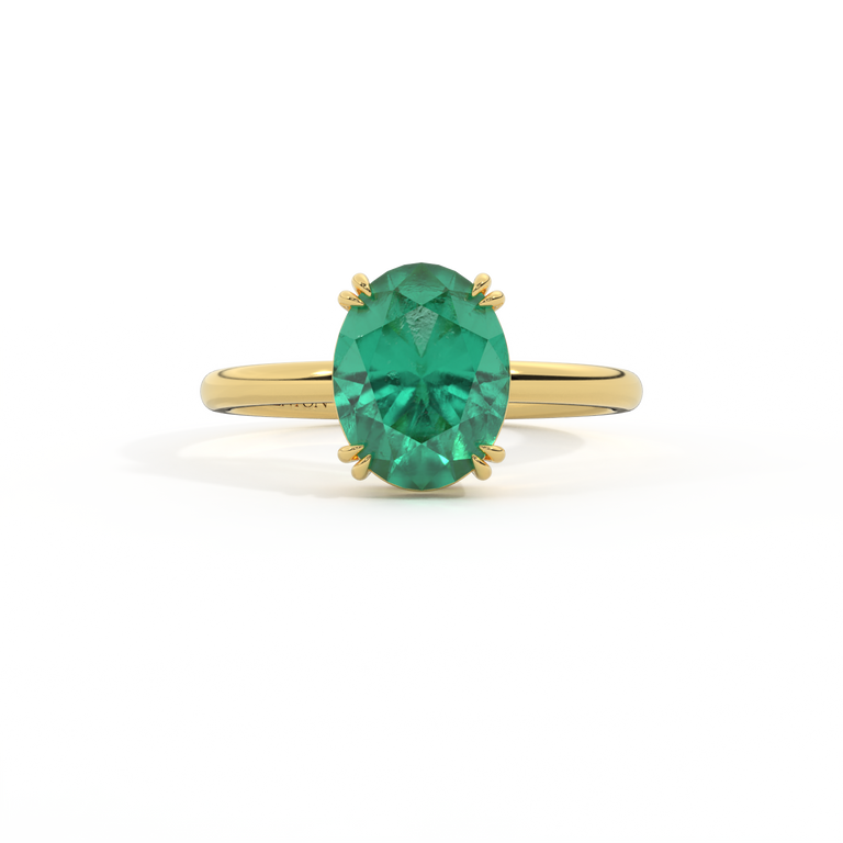 Treasure Box Solitaire Oval Emerald 18K Yellow Gold Original
