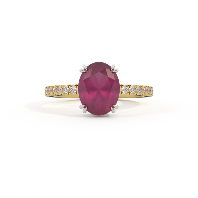 Solitaire Oval Ruby 18K Yellow Gold Ring