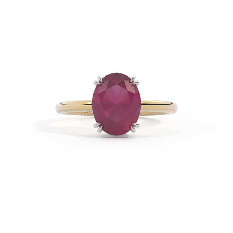 Solitaire Oval Ruby 18K Yellow Gold Ring