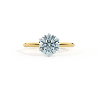 Solitaire Round Aquamarine 18K Yellow Gold Ring