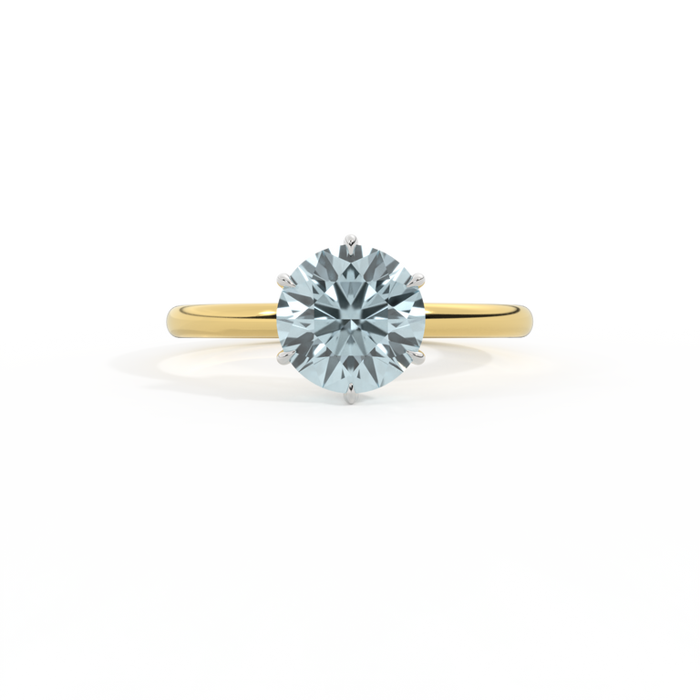 Treasure Box Solitaire Round Aquamarine 18K Yellow Gold Original