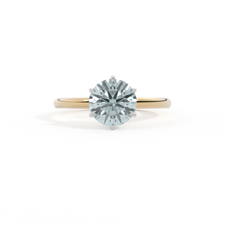 Solitaire Round Aquamarine 18K Yellow Gold Ring