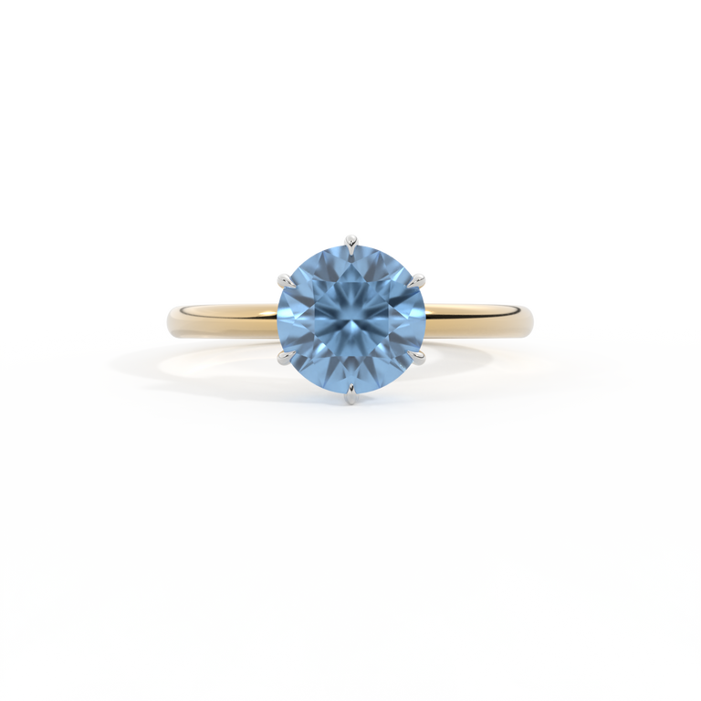 Solitaire Round Blue Sapphire 18K Yellow Gold Ring