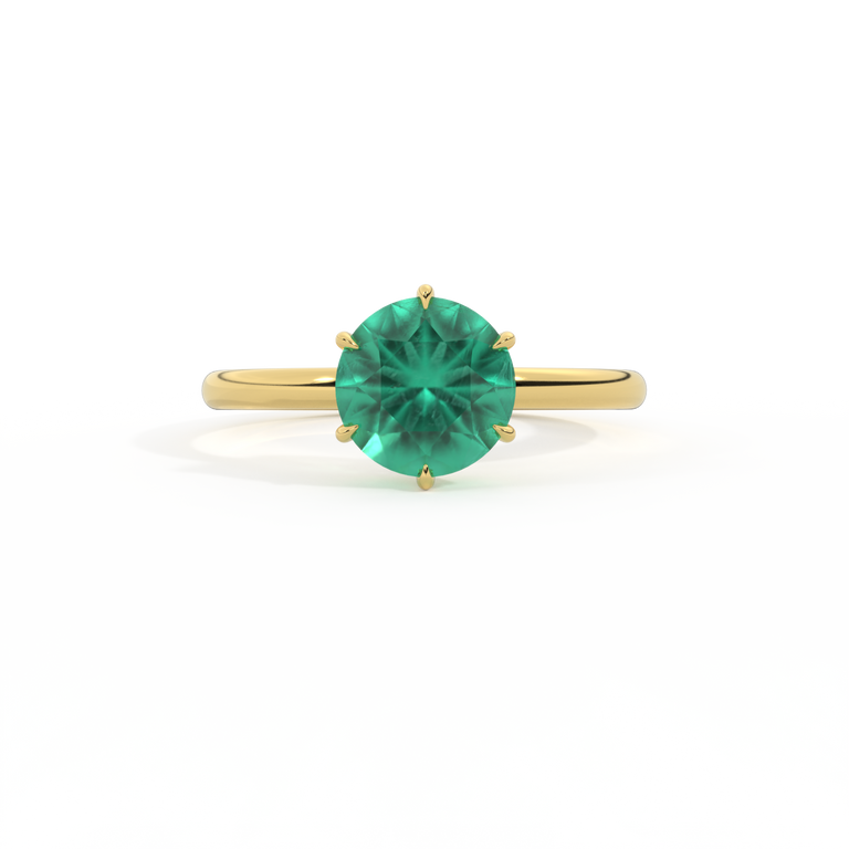 Treasure Box Solitaire Round Emerald 18K Yellow Gold Original