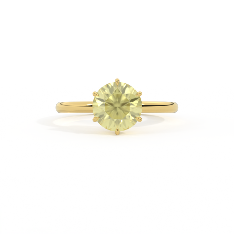 Solitaire Round Yellow Sapphire 18K Yellow Gold Ring