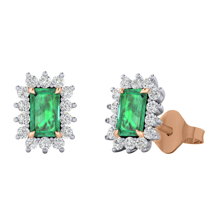 Star Stud Emerald Emerald 18K Rose Gold Earrings