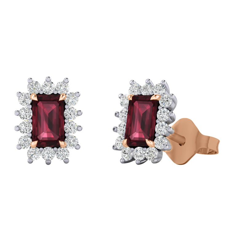 Star Stud Emerald Garnet 18K Rose Gold Earrings