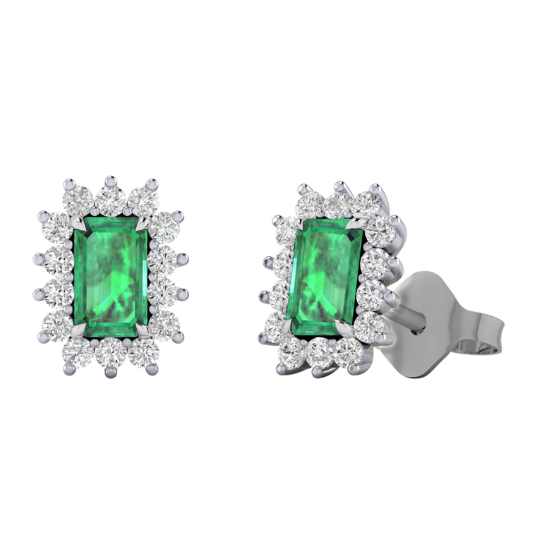 Star Stud Emerald Emerald 18K White Gold Earrings