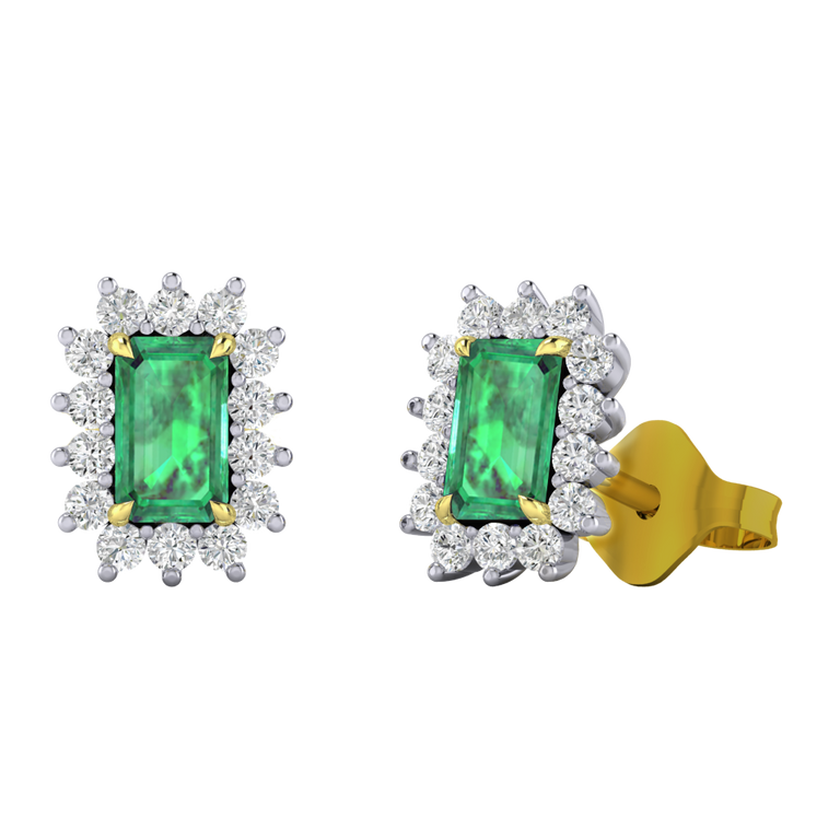 Star Stud Emerald Emerald 18K Yellow Gold Earrings
