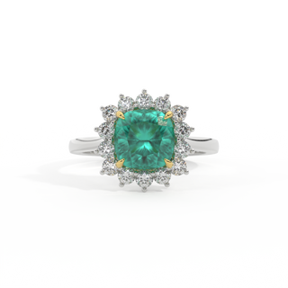 Star Cushion Emerald Platinum Ring