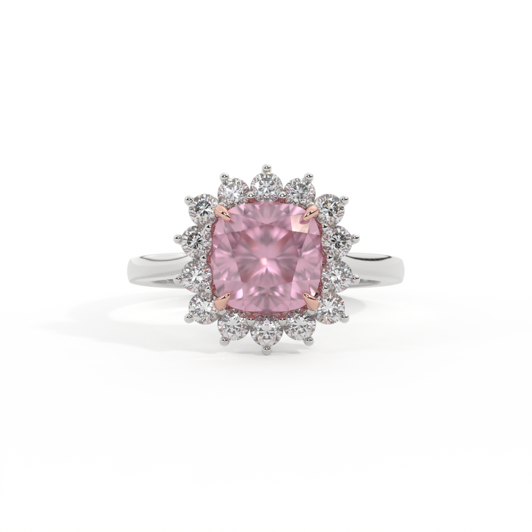 Star Cushion Pink Sapphire Platinum Ring