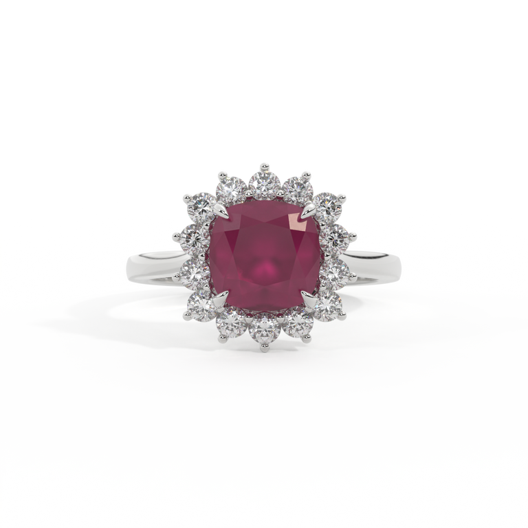 Star Cushion Ruby Platinum Ring