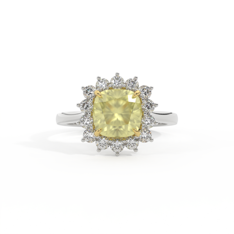 Star Cushion Yellow Sapphire Platinum Ring