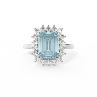 Star Emerald Aquamarine Platinum Ring