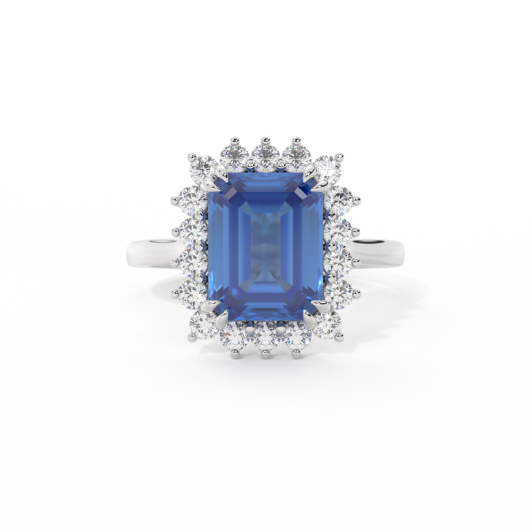 Star Emerald Blue Sapphire Platinum Ring