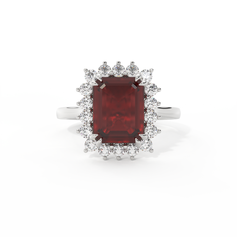 Star Emerald Garnet Platinum Ring