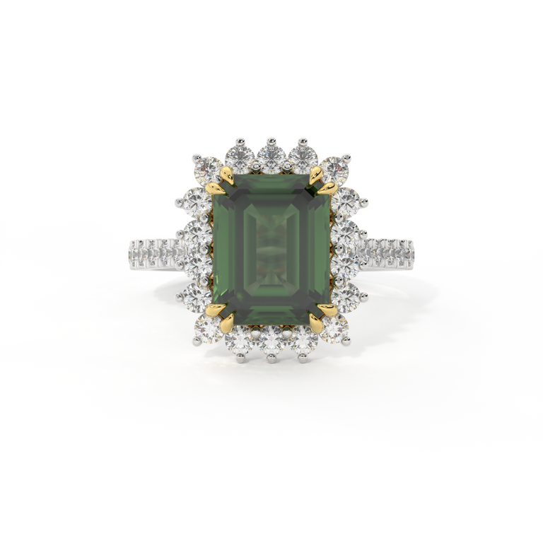 Star Emerald Green Sapphire Platinum Ring