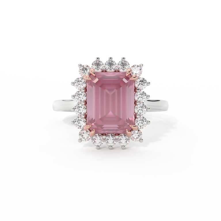Star Emerald Pink Sapphire Platinum Ring