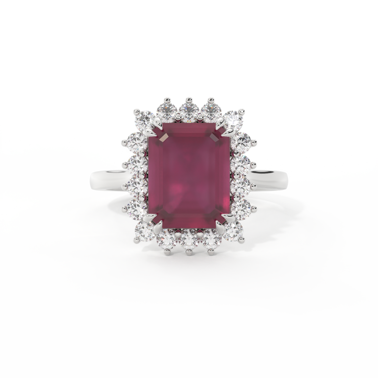 Star Emerald Ruby Platinum Ring