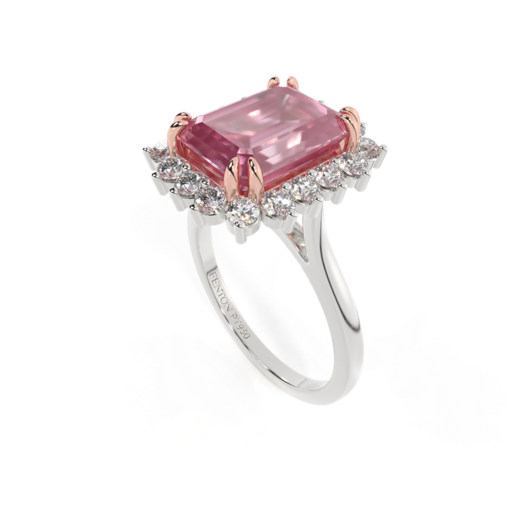 Star Emerald Pink Sapphire Platinum Ring