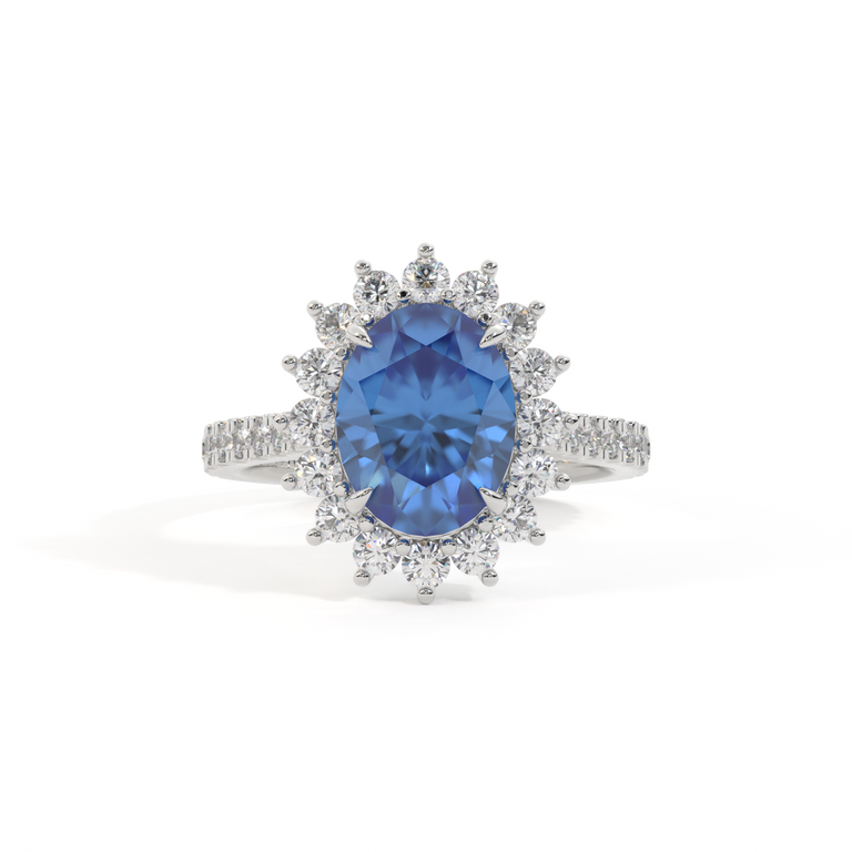 Treasure Box Star Oval Blue Sapphire Platinum Original