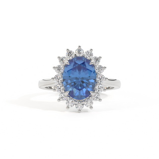 Star Oval Blue Sapphire Platinum Ring
