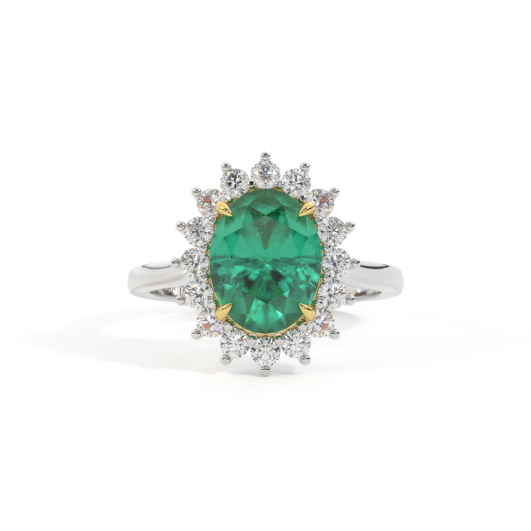 Star Oval Emerald Platinum Ring