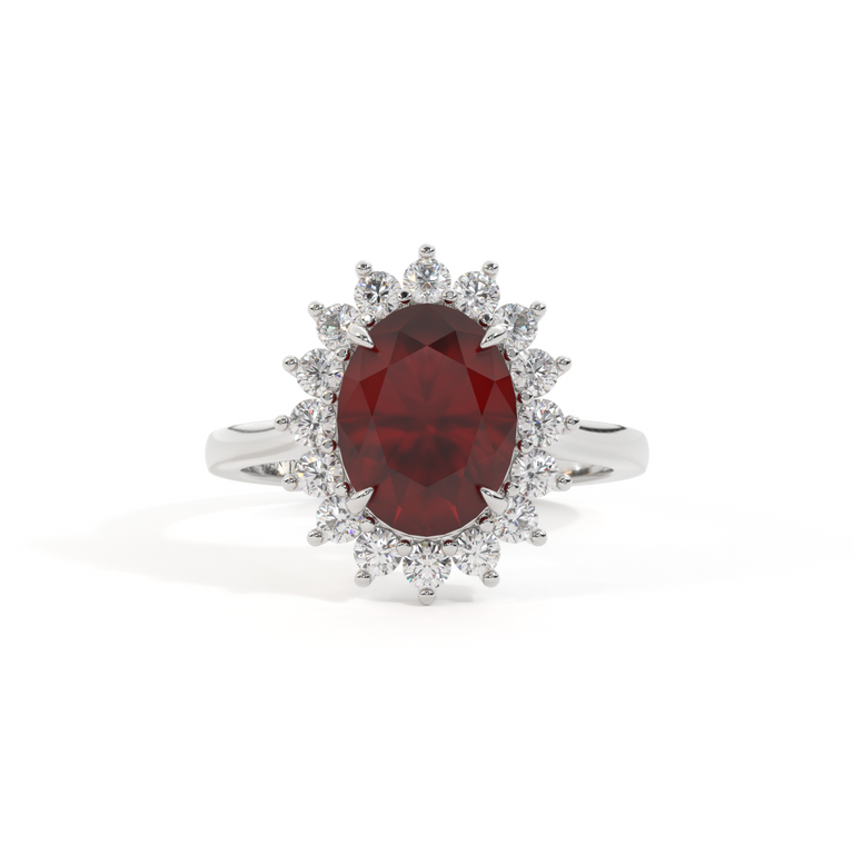 Star Oval Garnet Platinum Ring