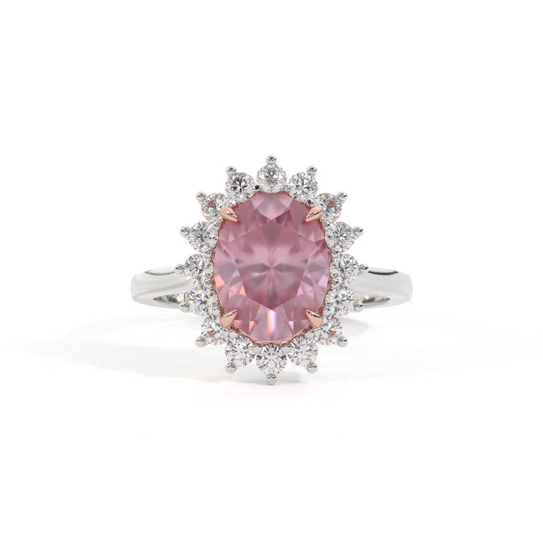 Star Oval Pink Sapphire Platinum Ring