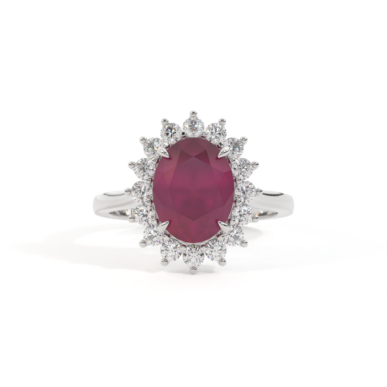 Star Oval Ruby Platinum Ring