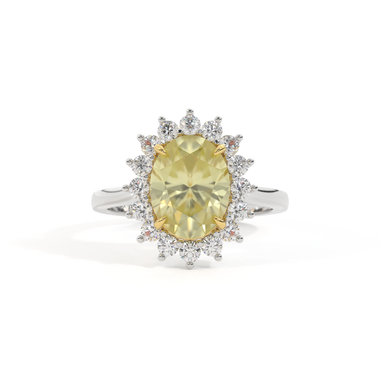 Star Oval Yellow Sapphire Platinum Ring