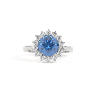 Star Round Blue Sapphire Platinum Ring