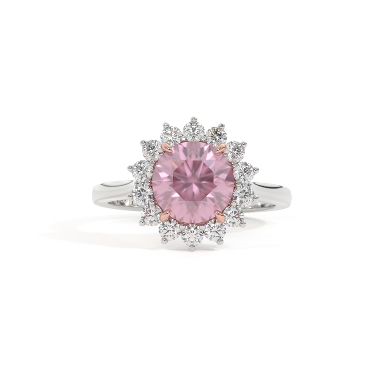Star Round Pink Sapphire Platinum Ring