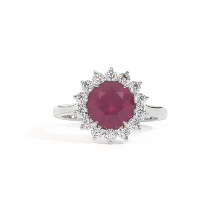 Star Round Ruby Platinum Ring