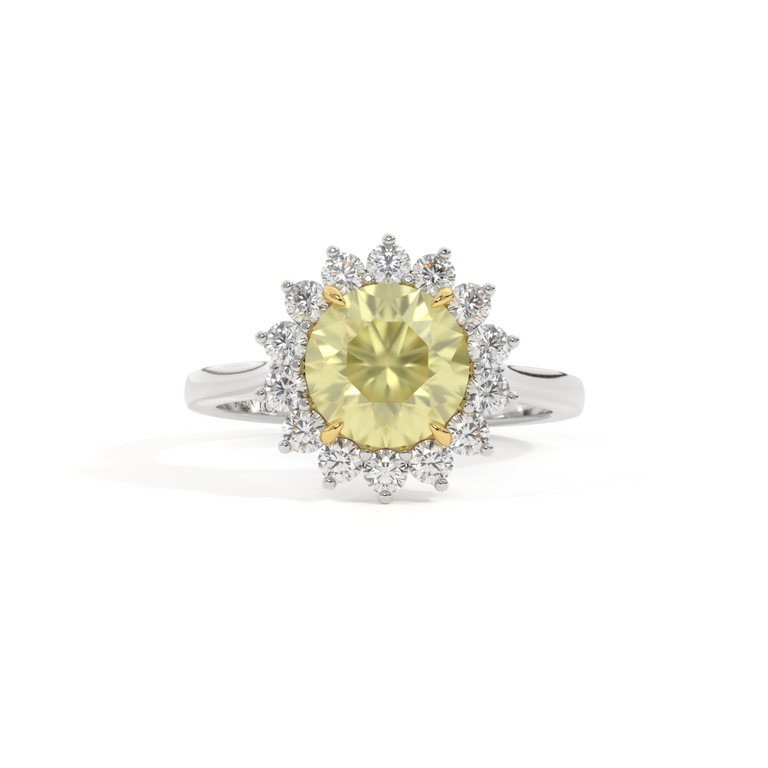 Star Round Yellow Sapphire Platinum Ring