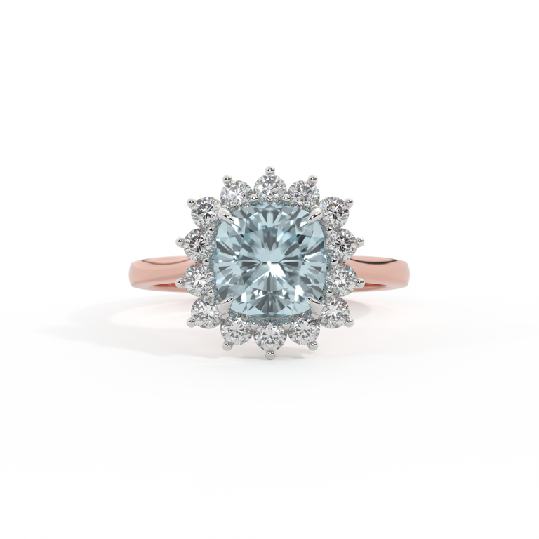 Star Cushion Aquamarine 18K Rose Gold Ring