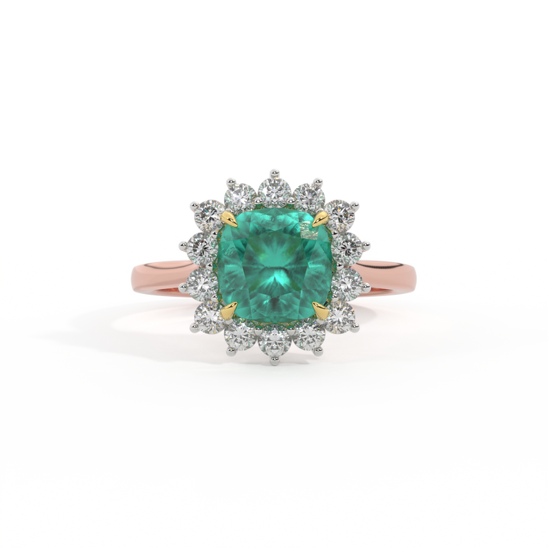 Star Cushion Emerald 18K Rose Gold Ring