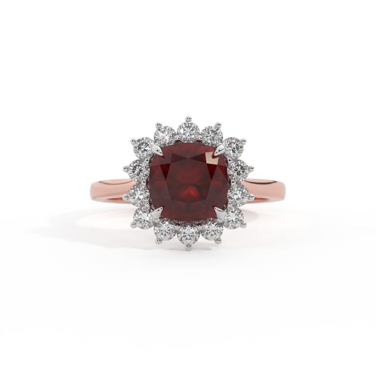 Star Cushion Garnet 18K Rose Gold Ring