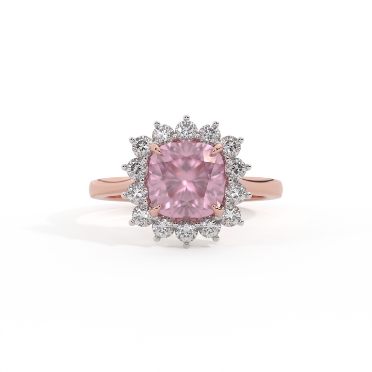 Star Cushion Pink Sapphire 18K Rose Gold Ring