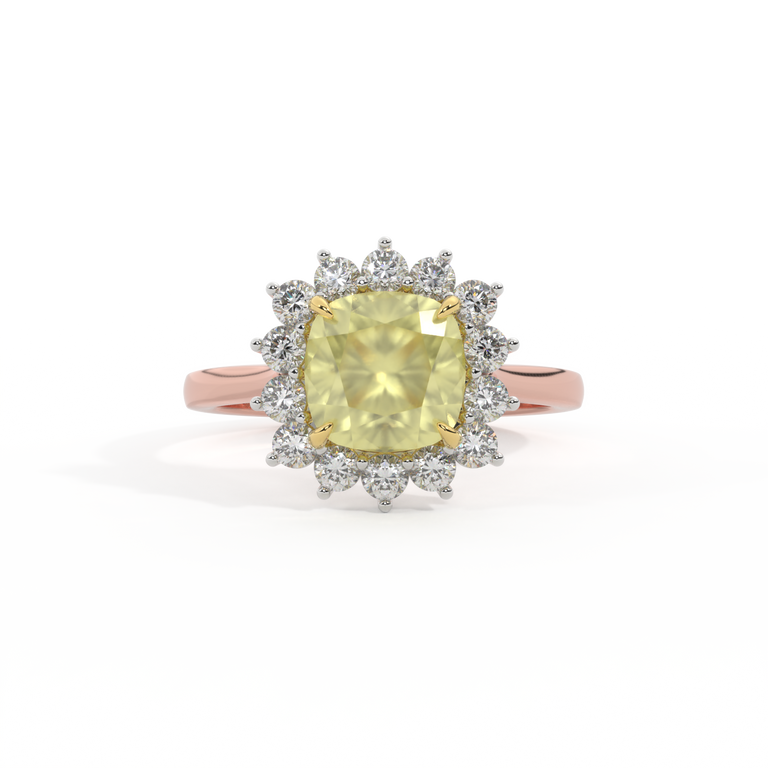 Star Cushion Yellow Sapphire 18K Rose Gold Ring
