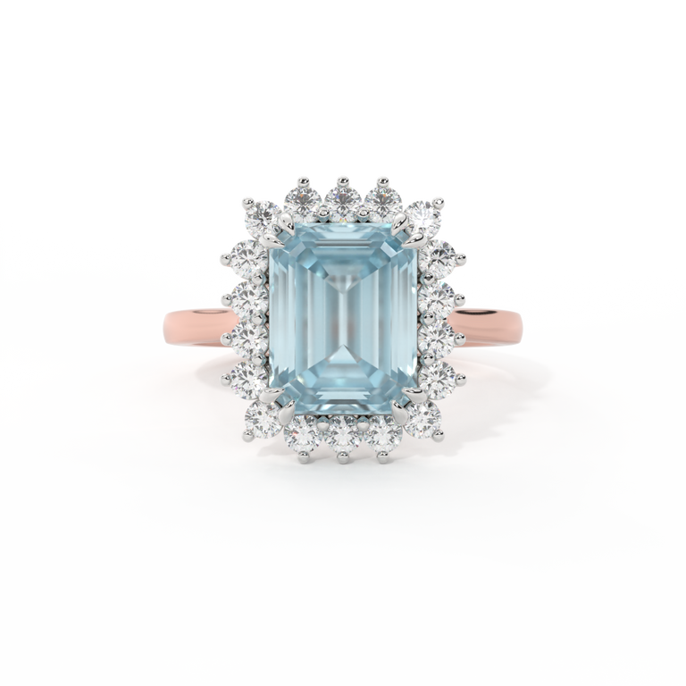 Star Emerald Aquamarine 18K Rose Gold Ring