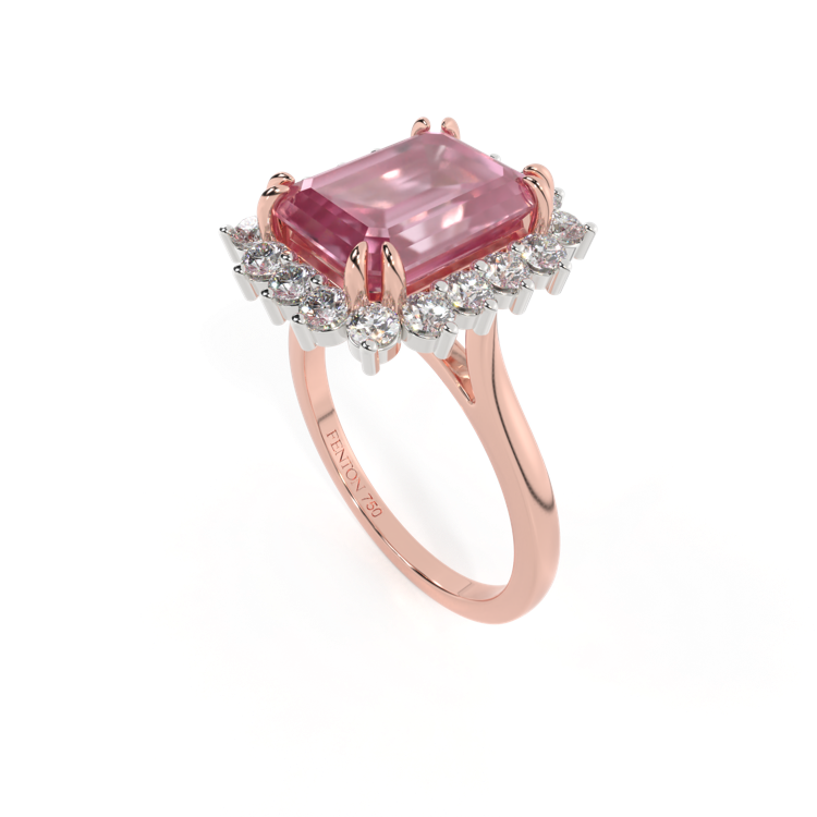 Star Emerald Pink Sapphire 18K Rose Gold Ring