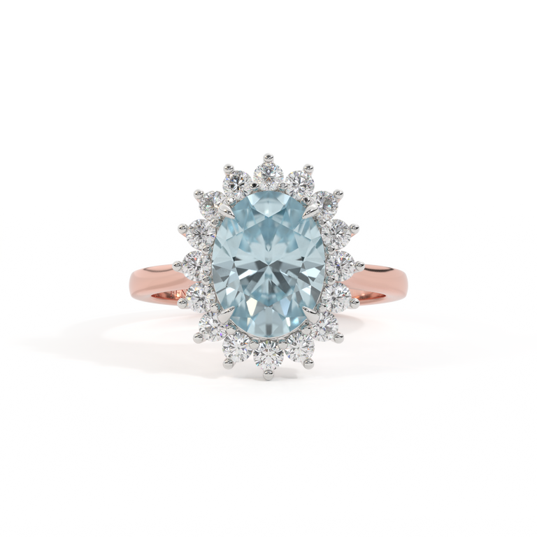 Star Oval Aquamarine 18K Rose Gold Ring