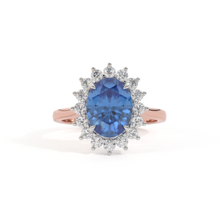 Star Oval Blue Sapphire 18K Rose Gold Ring