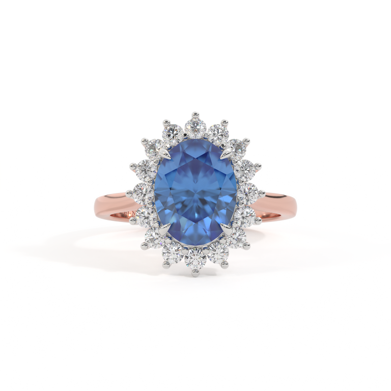 Star Oval Blue Sapphire 18K Rose Gold Ring