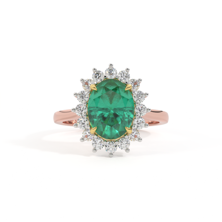 Star Oval Emerald 18K Rose Gold Ring