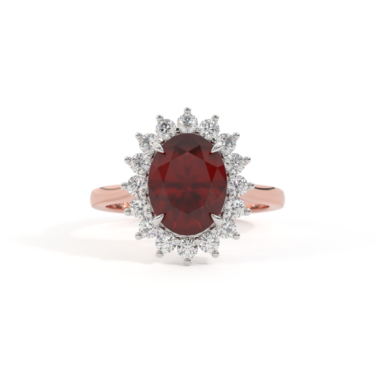 Star Oval Garnet 18K Rose Gold Ring