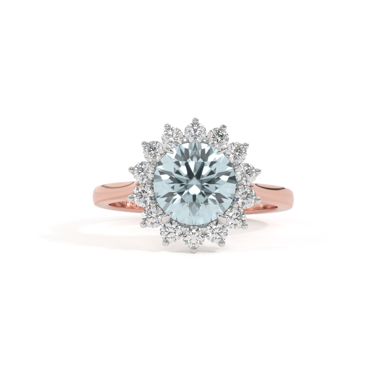 Star Round Aquamarine 18K Rose Gold Ring