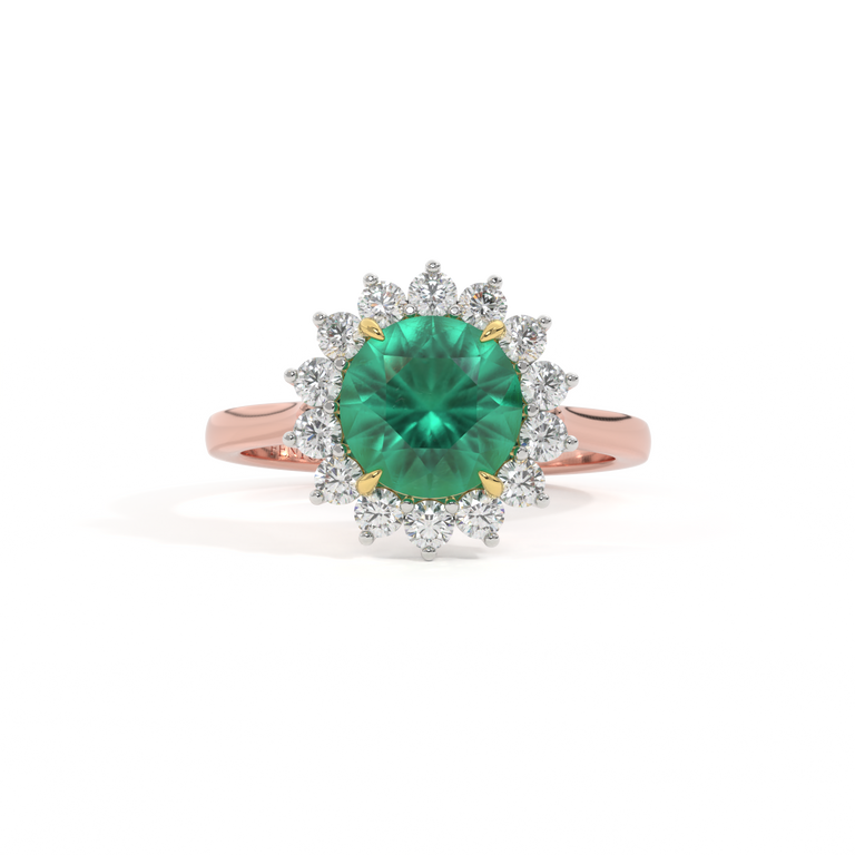 Star Round Emerald 18K Rose Gold Ring
