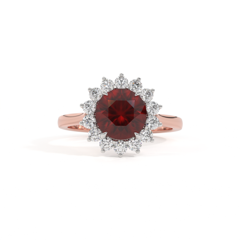 Star Round Garnet 18K Rose Gold Ring